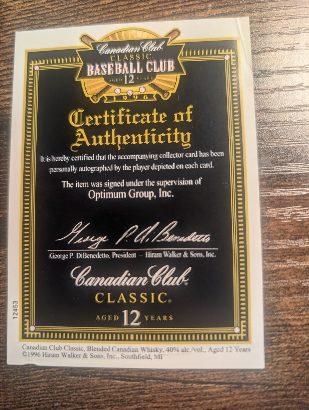 1996 Canadian Club Classic Brooks Robinson #2 Autographed w/ COA - Baltimore Orioles - Raw EX