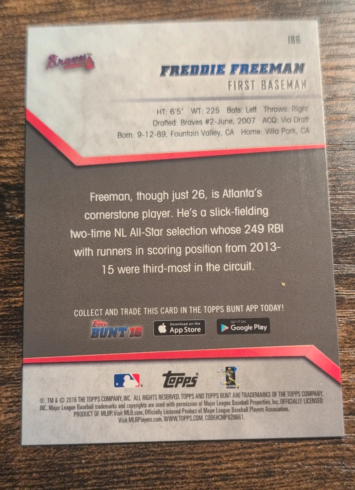2016 Topps Bunt Freddie Freeman #188
