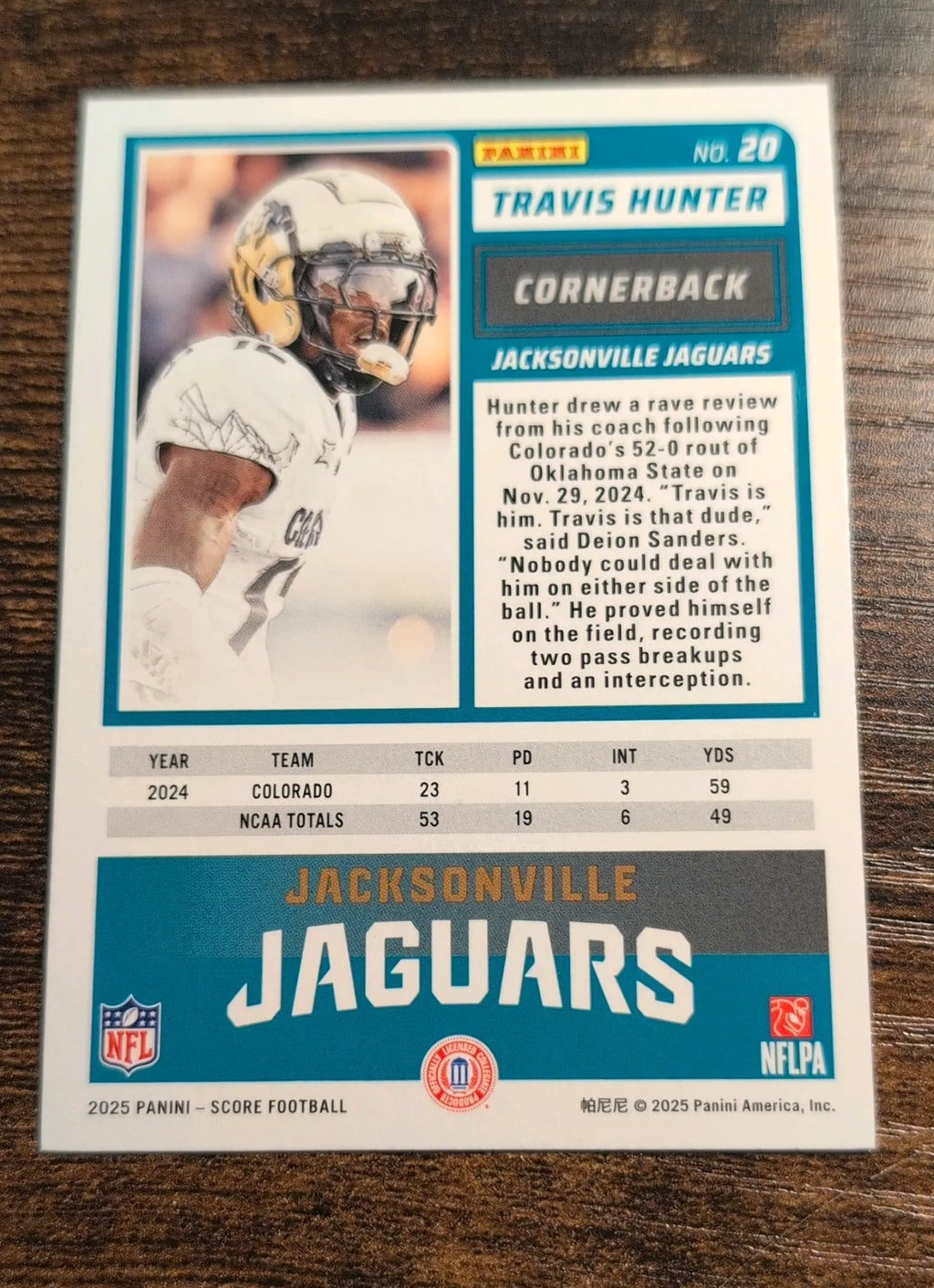 2025 Panini Score Travis Hunter RC #20 Halloween Pumpkin Border