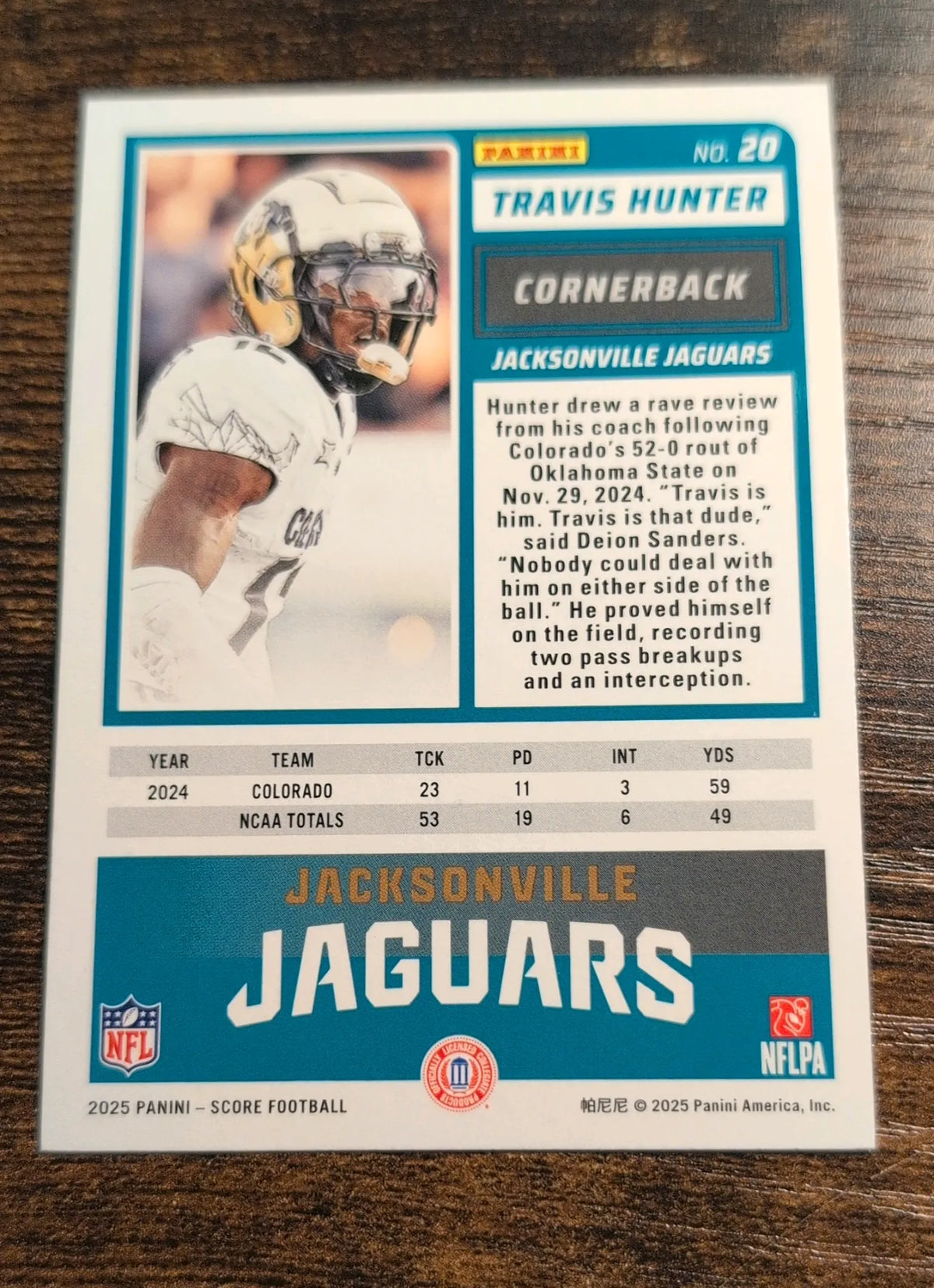 2025 Panini Score Travis Hunter RC #20 Halloween Pumpkin Border