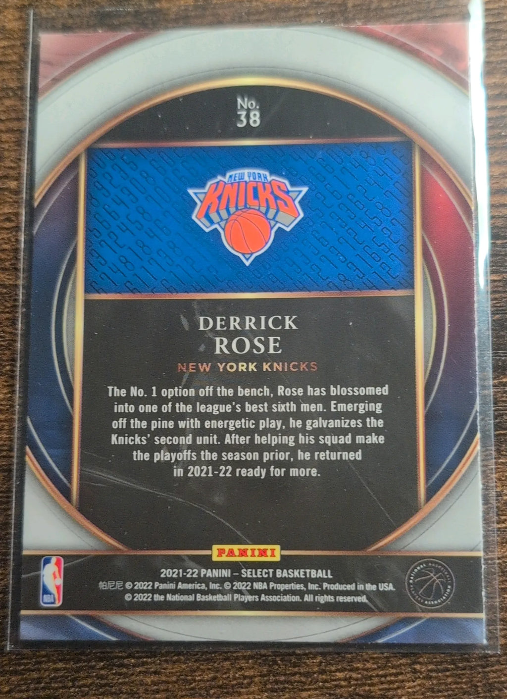 2021-22 Panini Select Numbers Derrick Rose #38 New York Knicks