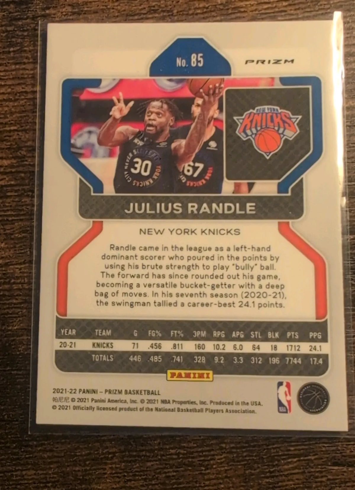 2021-22 Panini Prizm Julius Randle #85 New York Knicks