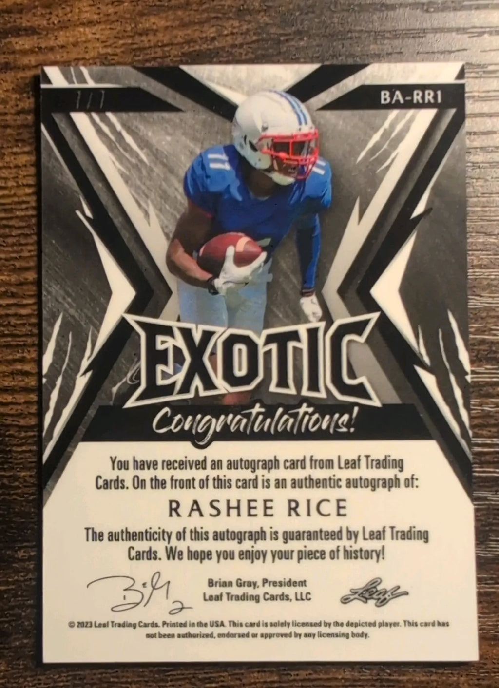 2023 Leaf Exotic Rashee Rice RC Autograph #BA-RR1 7/7