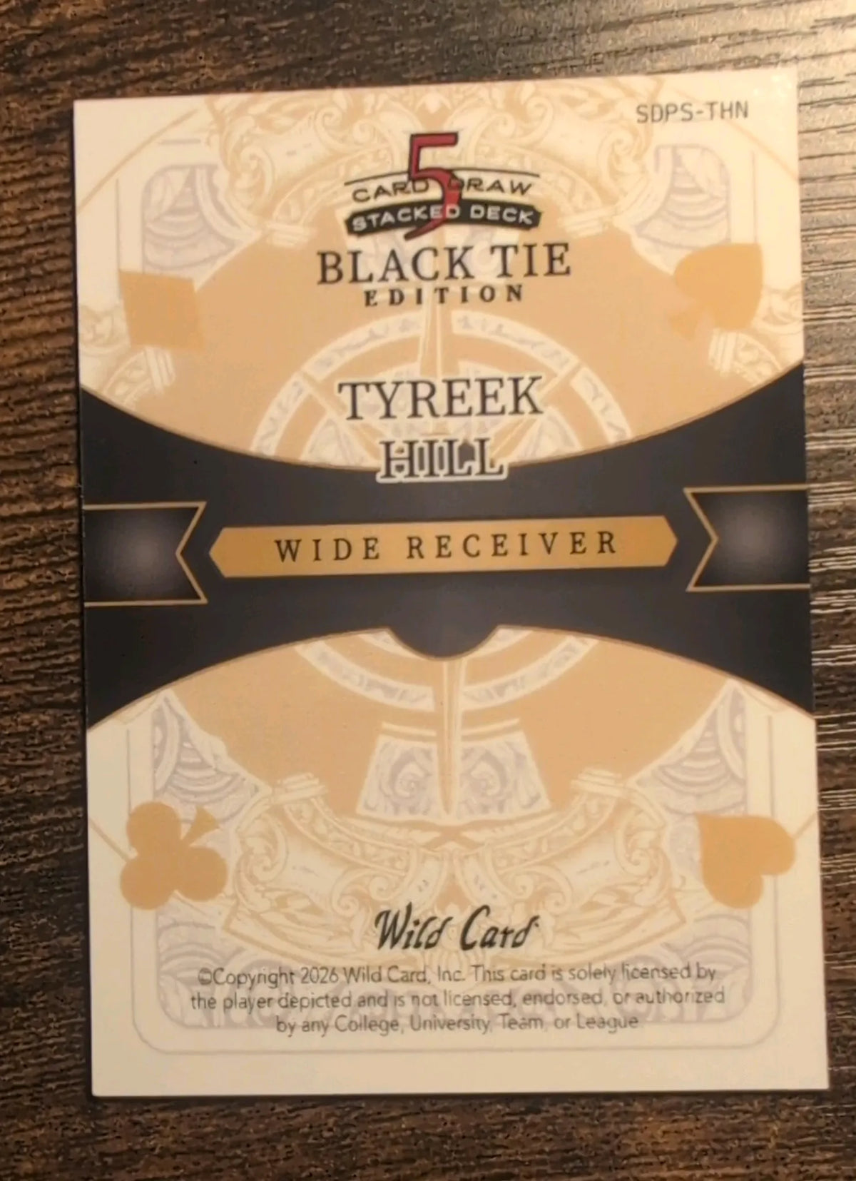2026 Wild Card 5 Card Draw Stacked Deck Tyreek Hill Black Tie Edition #SDP5-THN 1/1