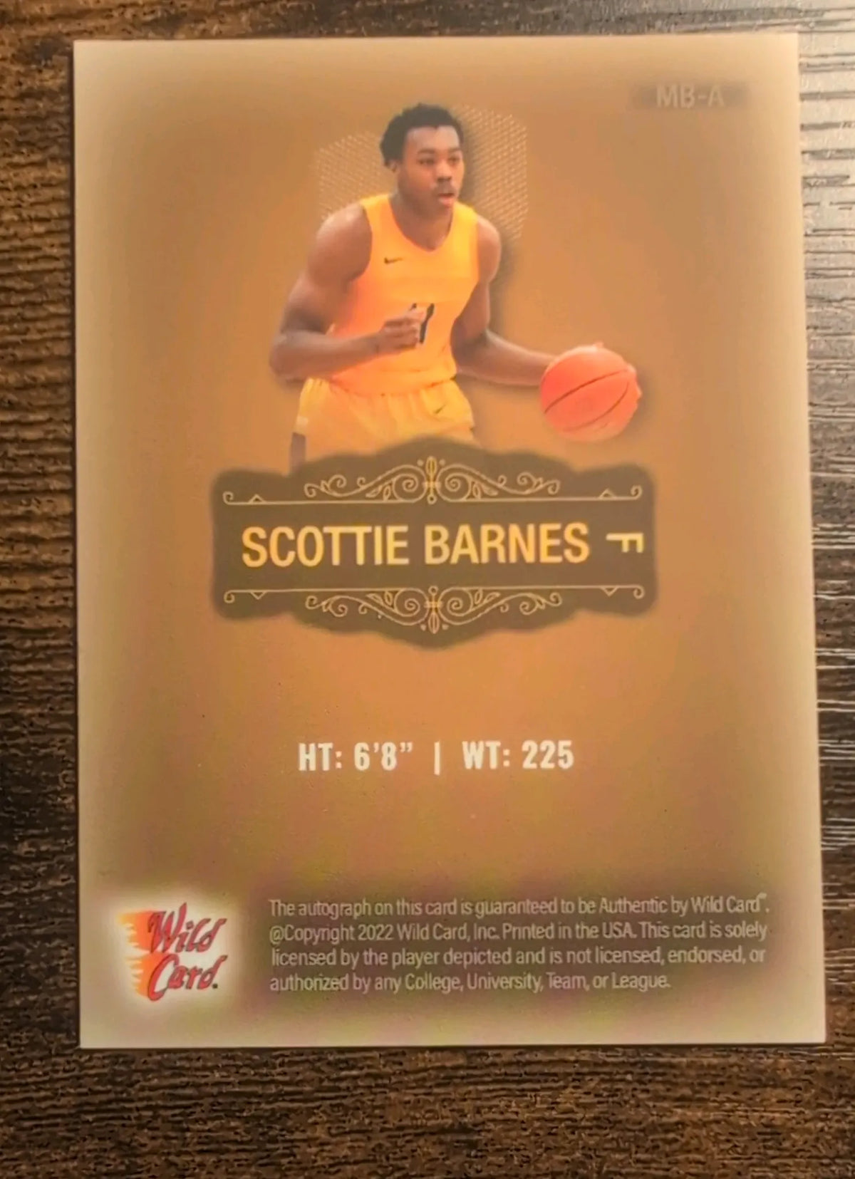 2022 Wild Card Matte Scottie Barnes Autograph 37/200