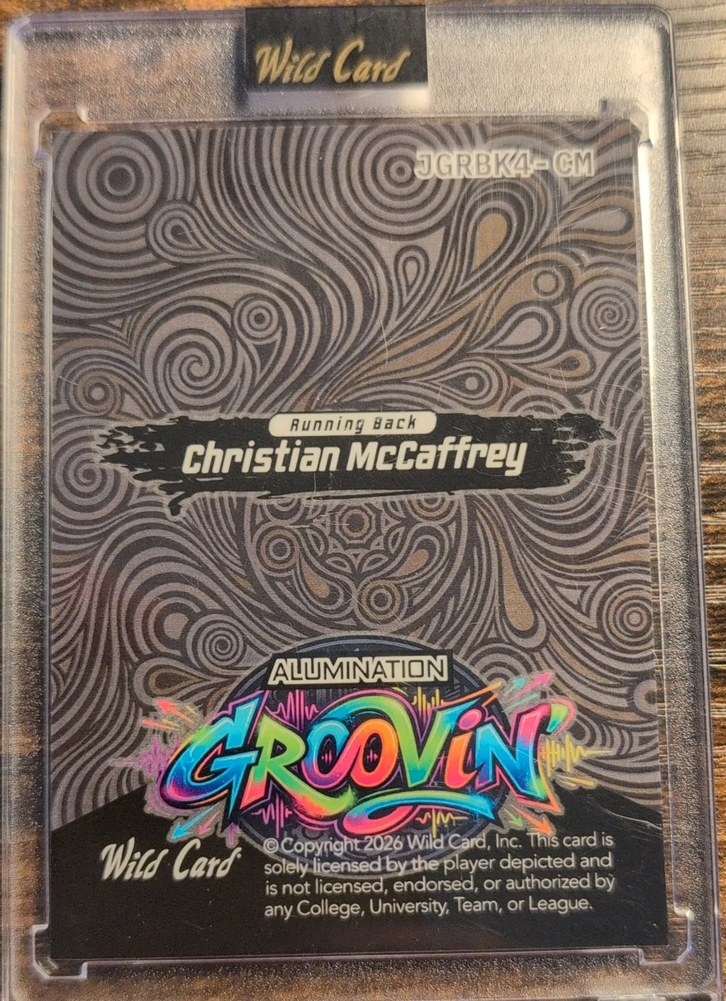 2026 Wild Card Alumination Groovin’ Christian McCaffrey #JGRBK4-CM 1/1