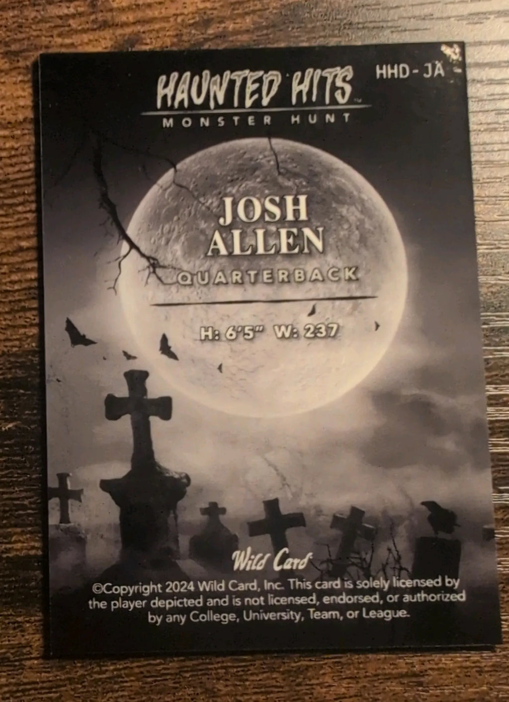 2024 Wild Card Haunted Hits Monster Hunt Josh Allen #HHD-JA 4/5