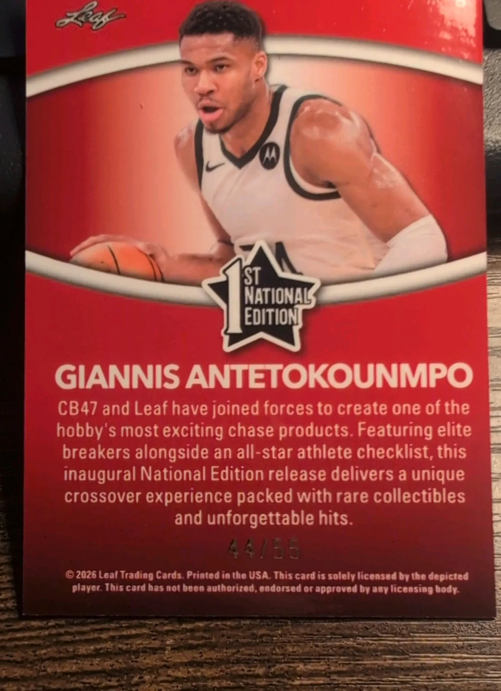 2026 Leaf CB47 National Edition Giannis Antetokounmpo 44/55