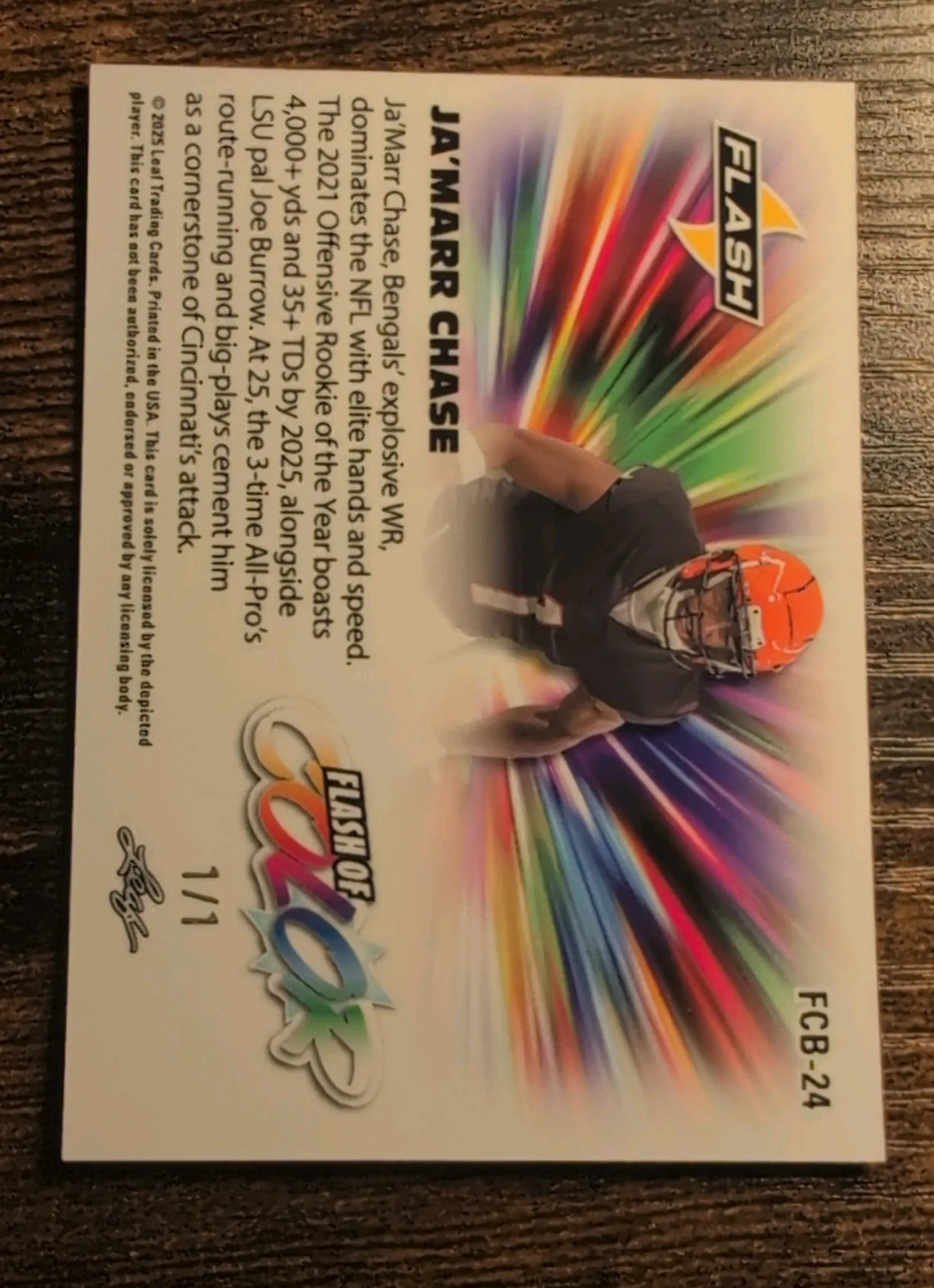 2025 Leaf Flash Ja’Marr Chase Flash of Color #FCB-24 1/1