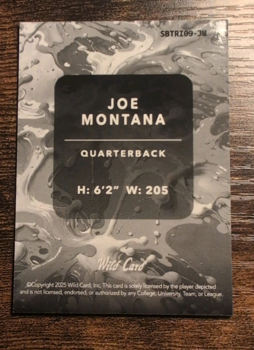 2025 Wild Card Splat Joe Montana #SBTRI09-JM 1/1