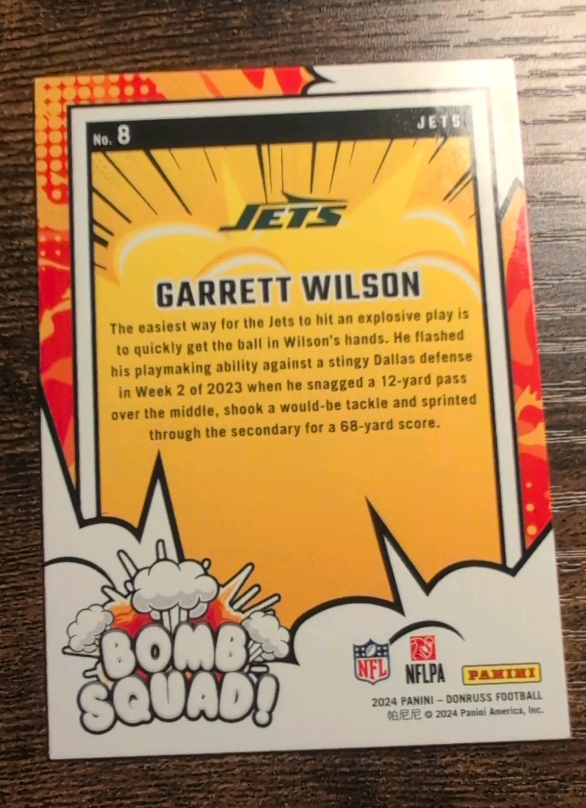 2024 Panini Donruss Garrett Wilson Bomb Squad! #8 New York Jets