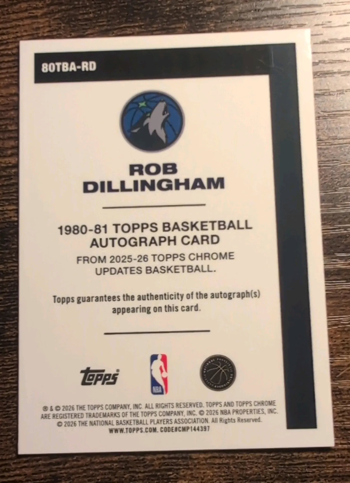 2025–26 Topps Chrome Updates Rob Dillingham 1980–81 Autograph #80TBA-RD