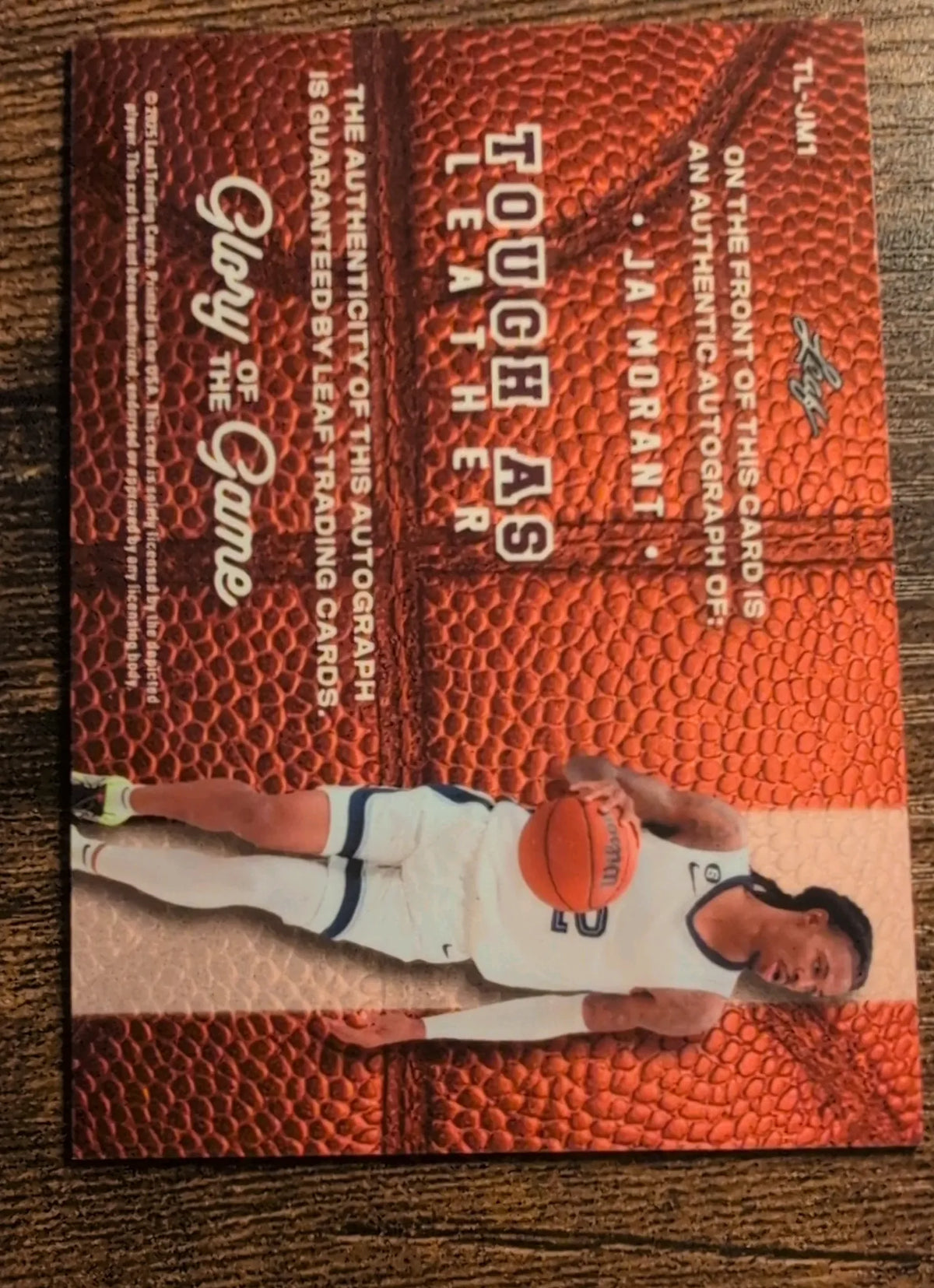 2025 Leaf Glory of the Game Ja Morant Tough as Leather Autograph #TA-JM1 1/15