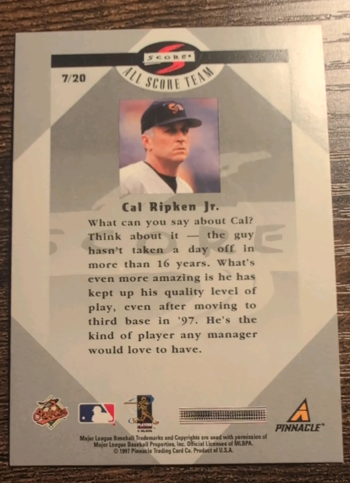 1998 Score Cal Ripken Jr. All Score Team #7 Baltimore Orioles