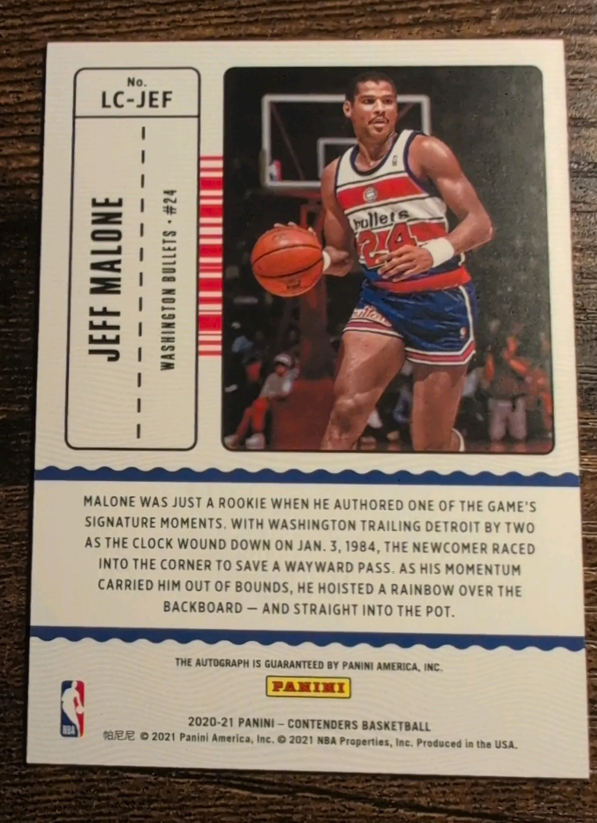2020–21 Panini Contenders Jeff Malone Legendary Contenders Autograph #LC-JEF 090/199