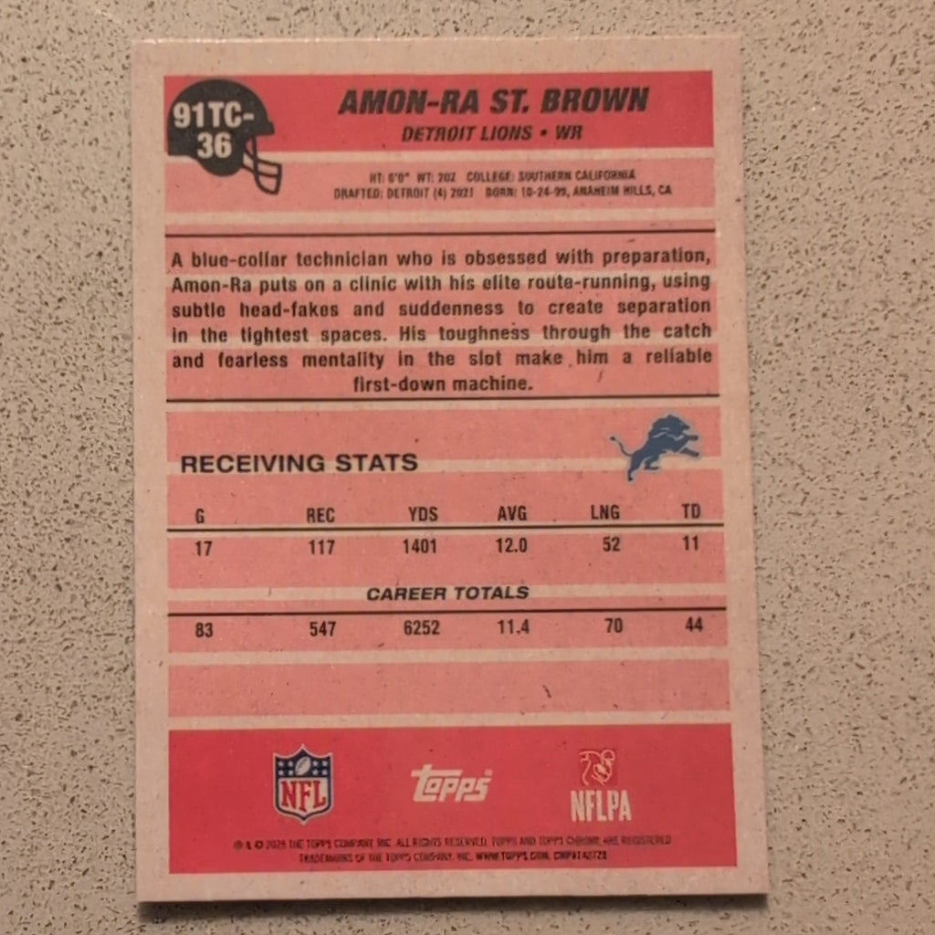 2026 Topps Chrome Amon-Ra St. Brown 1991 Topps 35th Anniversary Mojo Refractor #91TC-36