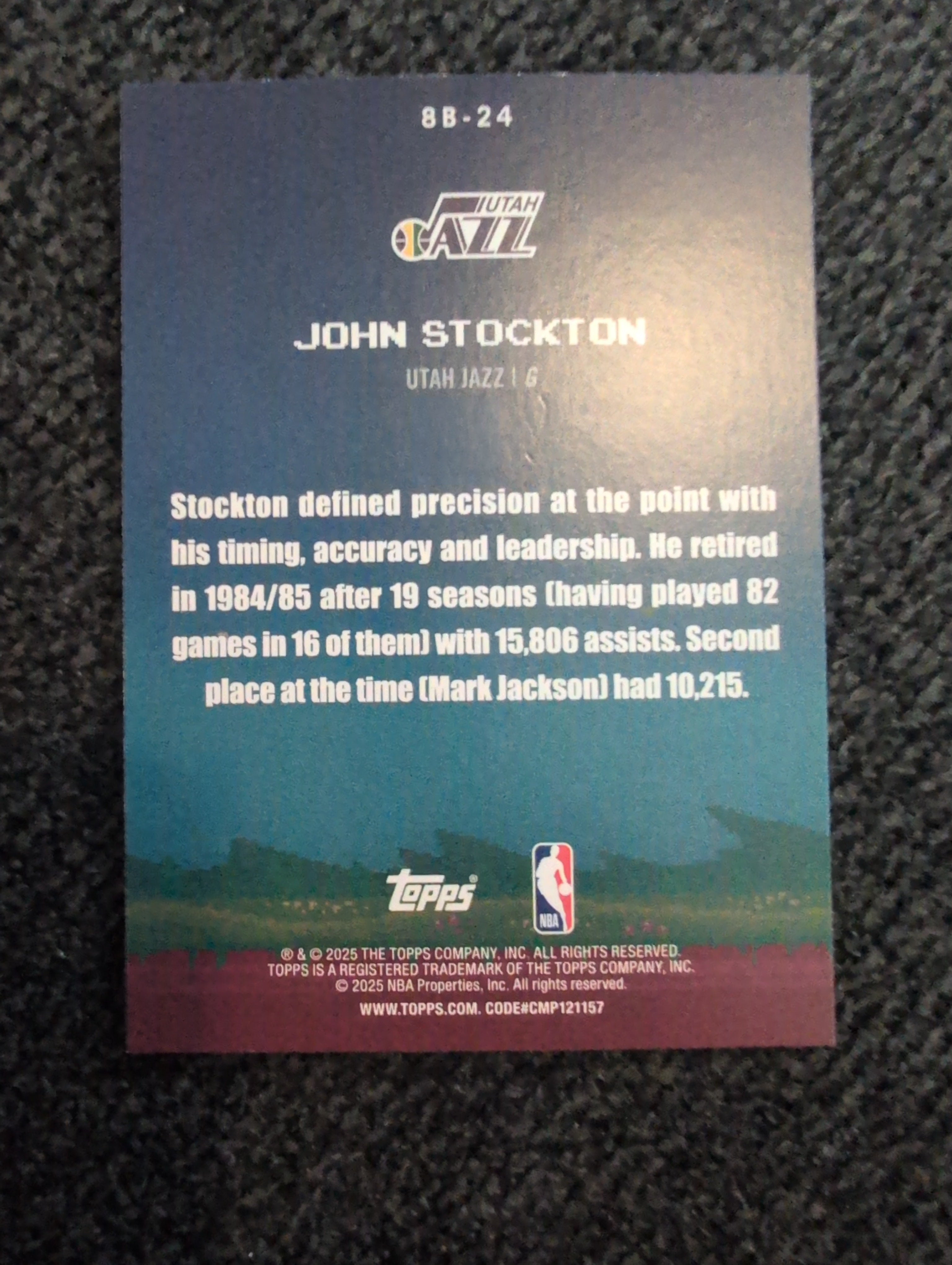 2025 Topps 8-Bit Ballers John Stockton #8B-24 - Back