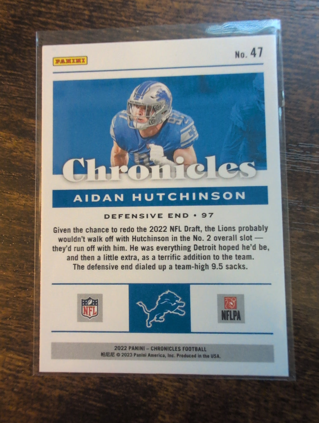 2022 Panini Chronicles Aidan Hutchinson Rookie RC #47 - Back