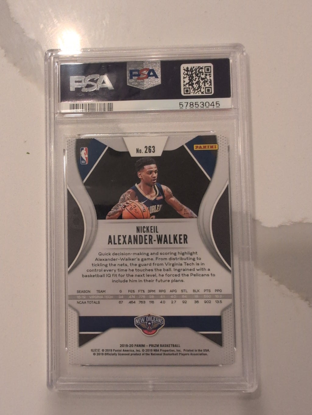 2019-20 Panini Prizm #263 Nickeil Alexander-Walker PSA 9 - Back