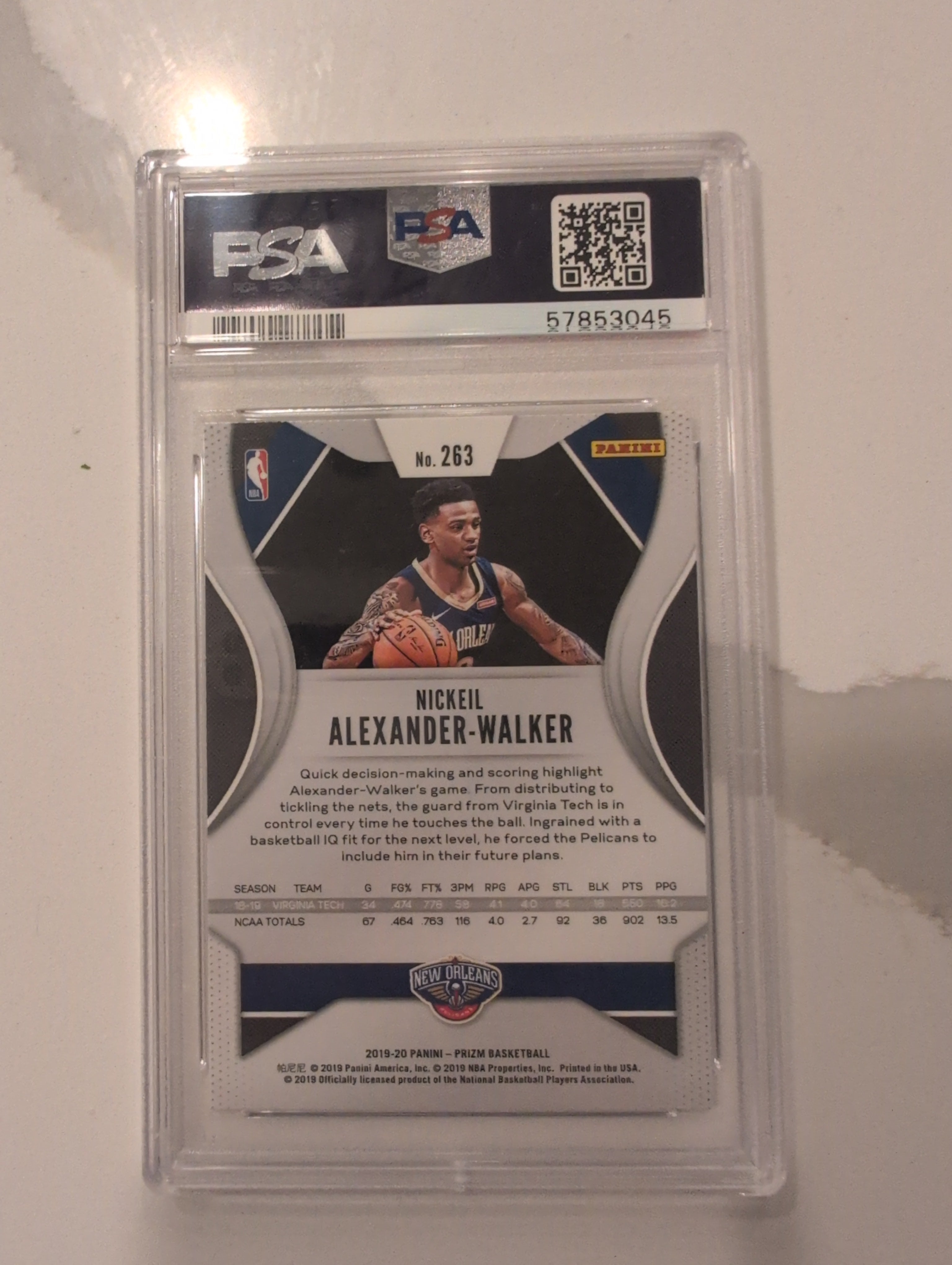 2019-20 Panini Prizm #263 Nickeil Alexander-Walker PSA 9 - Back