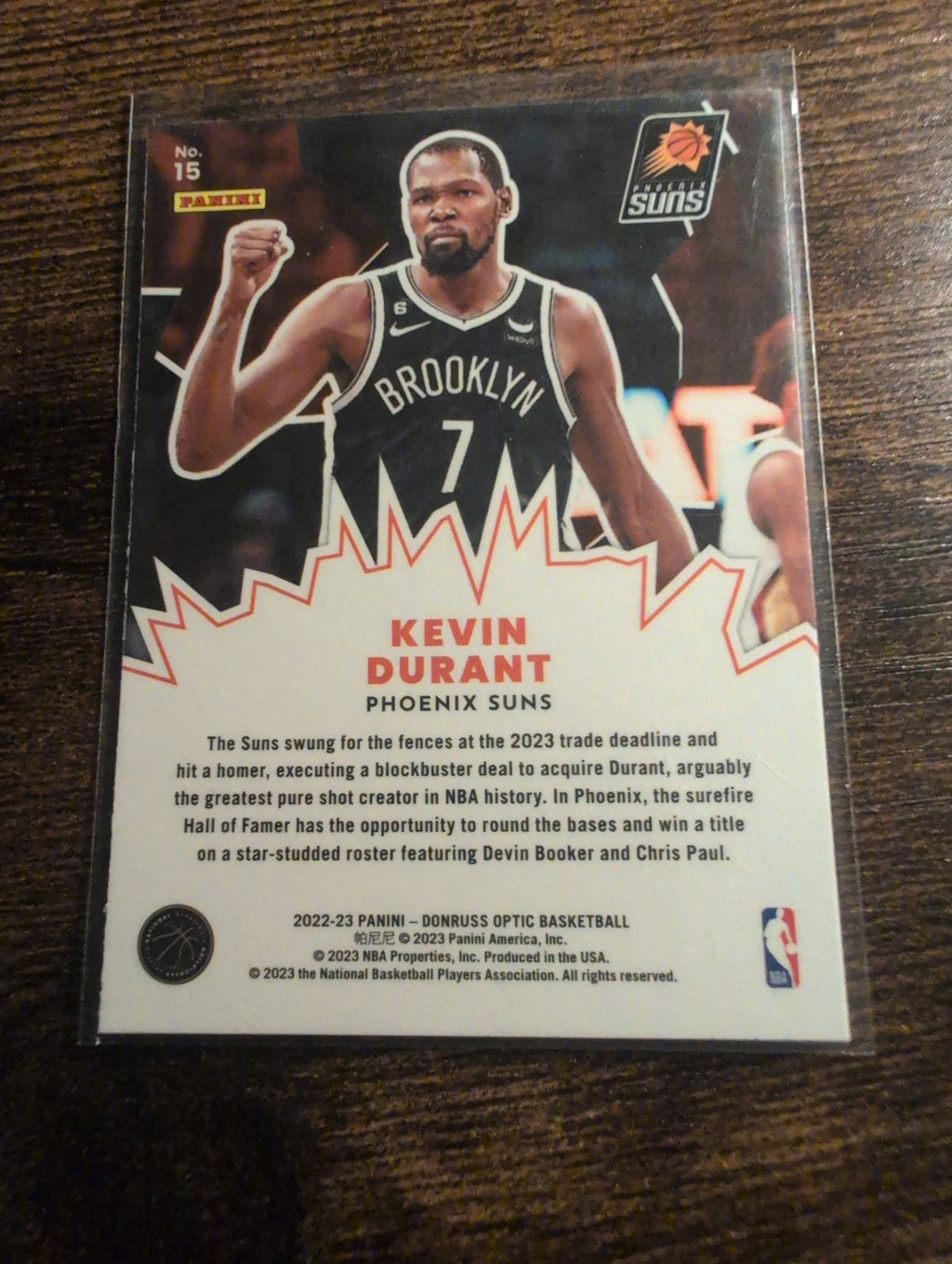 Kevin Durant 2022-23 Donruss Optic My House #15 Back