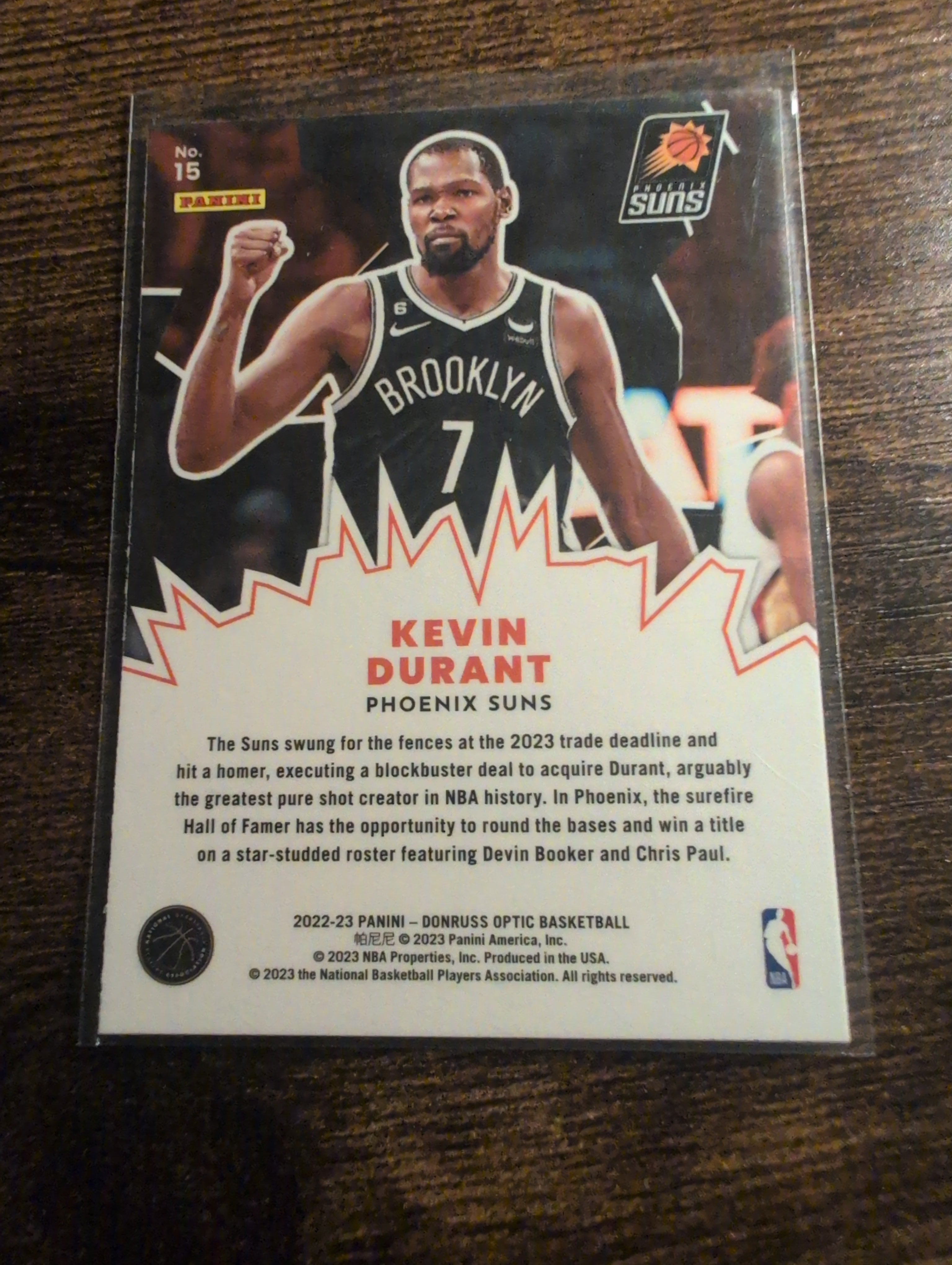 Kevin Durant 2022-23 Donruss Optic My House #15 Back