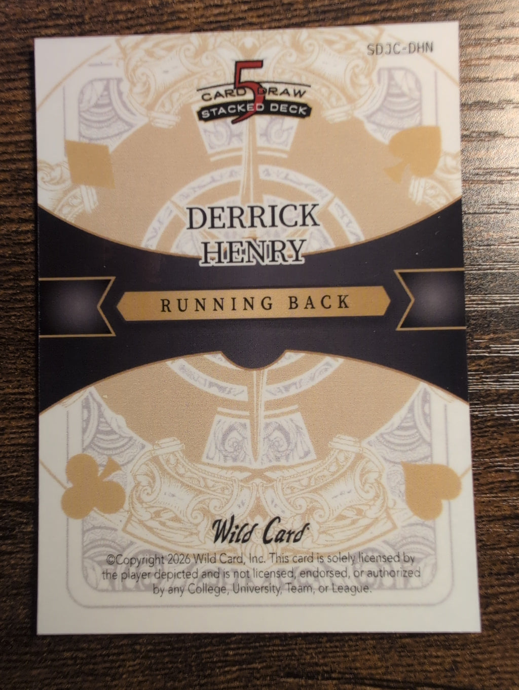Back of 2026 Wild Card Derrick Henry 2/5 SD1C-DHN football card