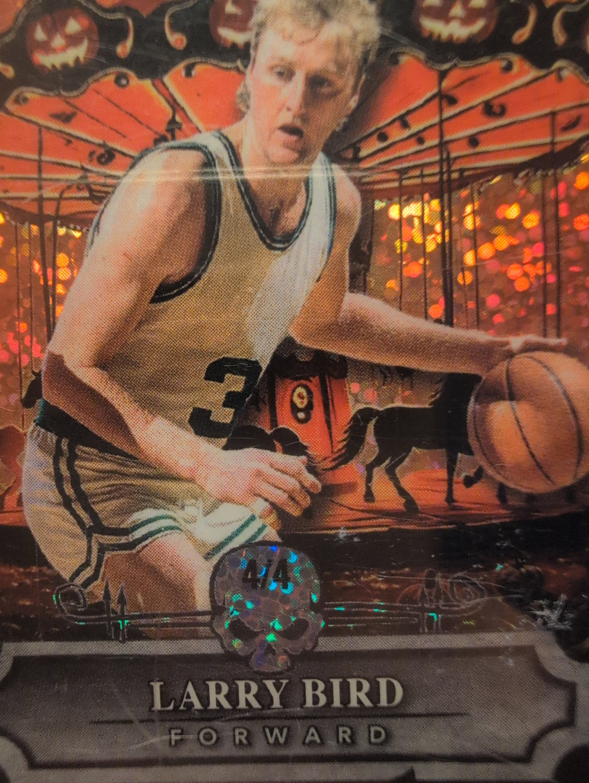 Larry Bird Haunted Hits serial number 4/4 close-up