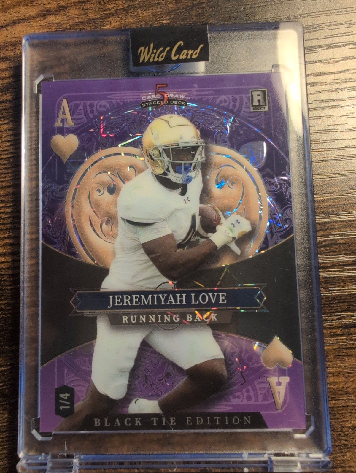Front of 2026 Wild Card Jeremiyah Love Black Tie Edition numbered 1/4