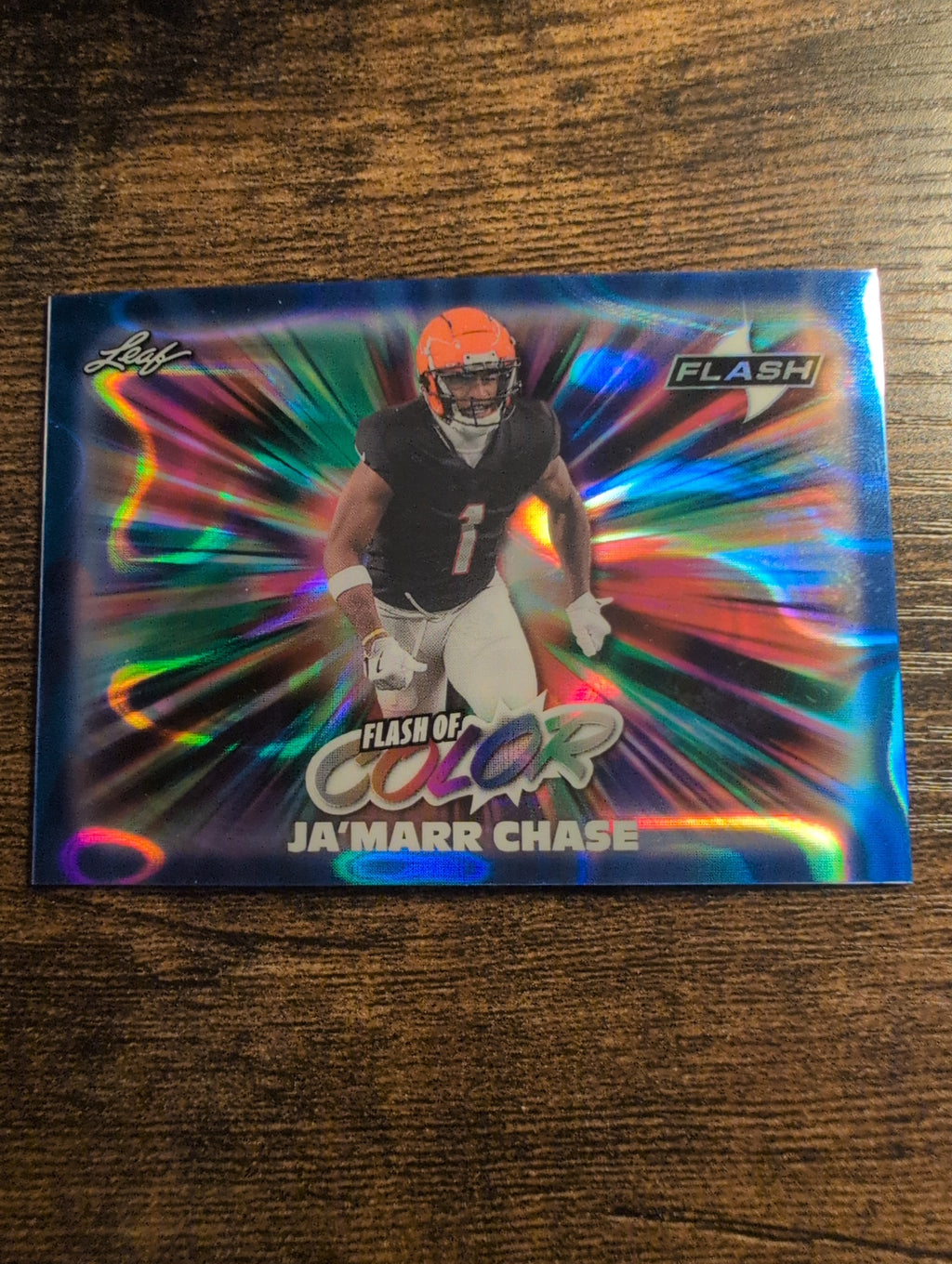 Close-up of Ja’Marr Chase Flash of Color 1/1 stamp