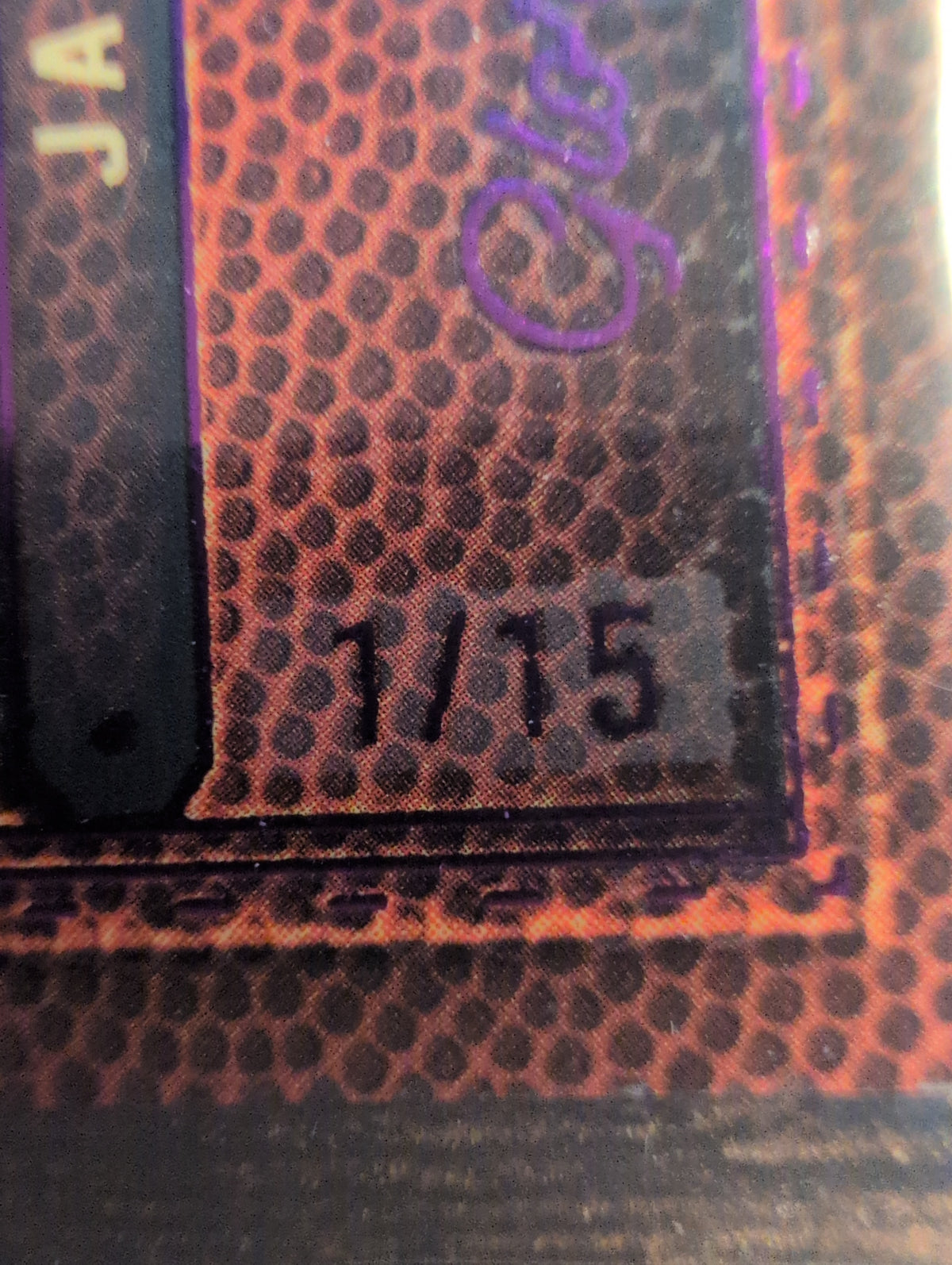 Close-up of Ja Morant autograph card serial number 1/15