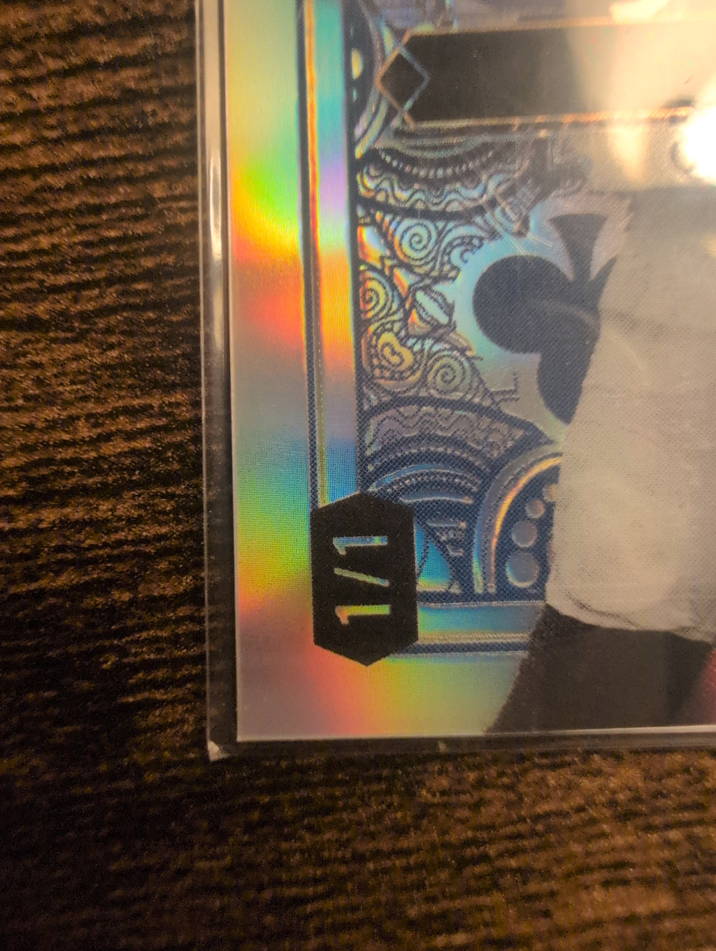 Close-up of Jalen Hurts Wild Card 1/1 serial stamp