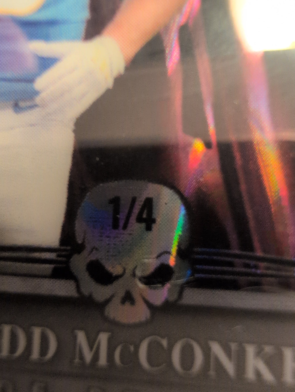 Close-up of Ladd McConkey card serial number 1/4
