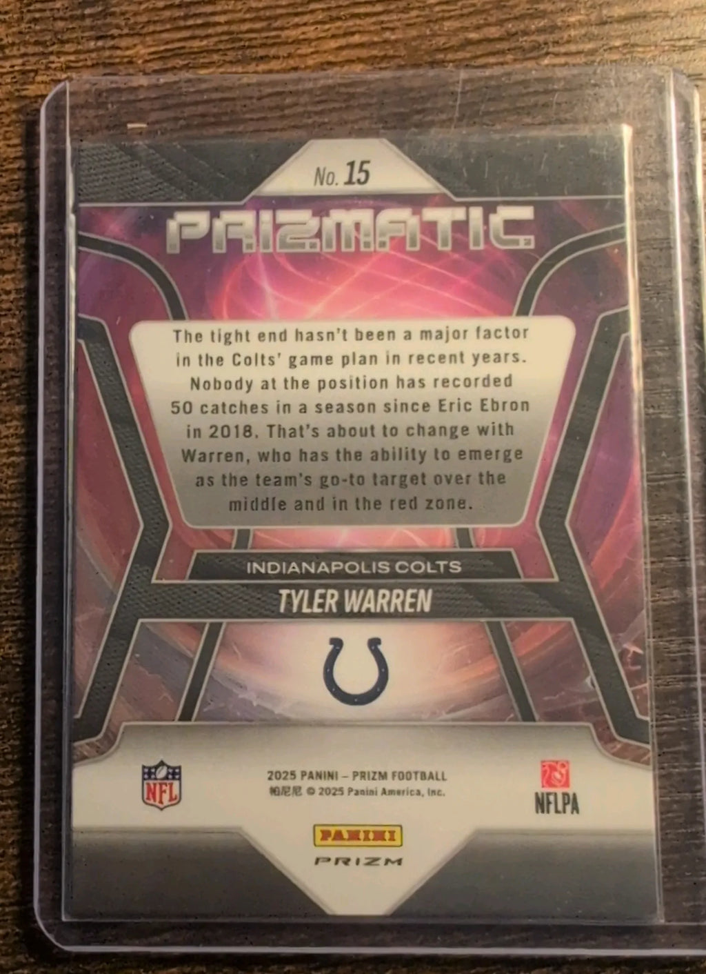 2025 Panini Prizm Prizmatic Entrances #15 Tyler Warren RC - Green Prizm