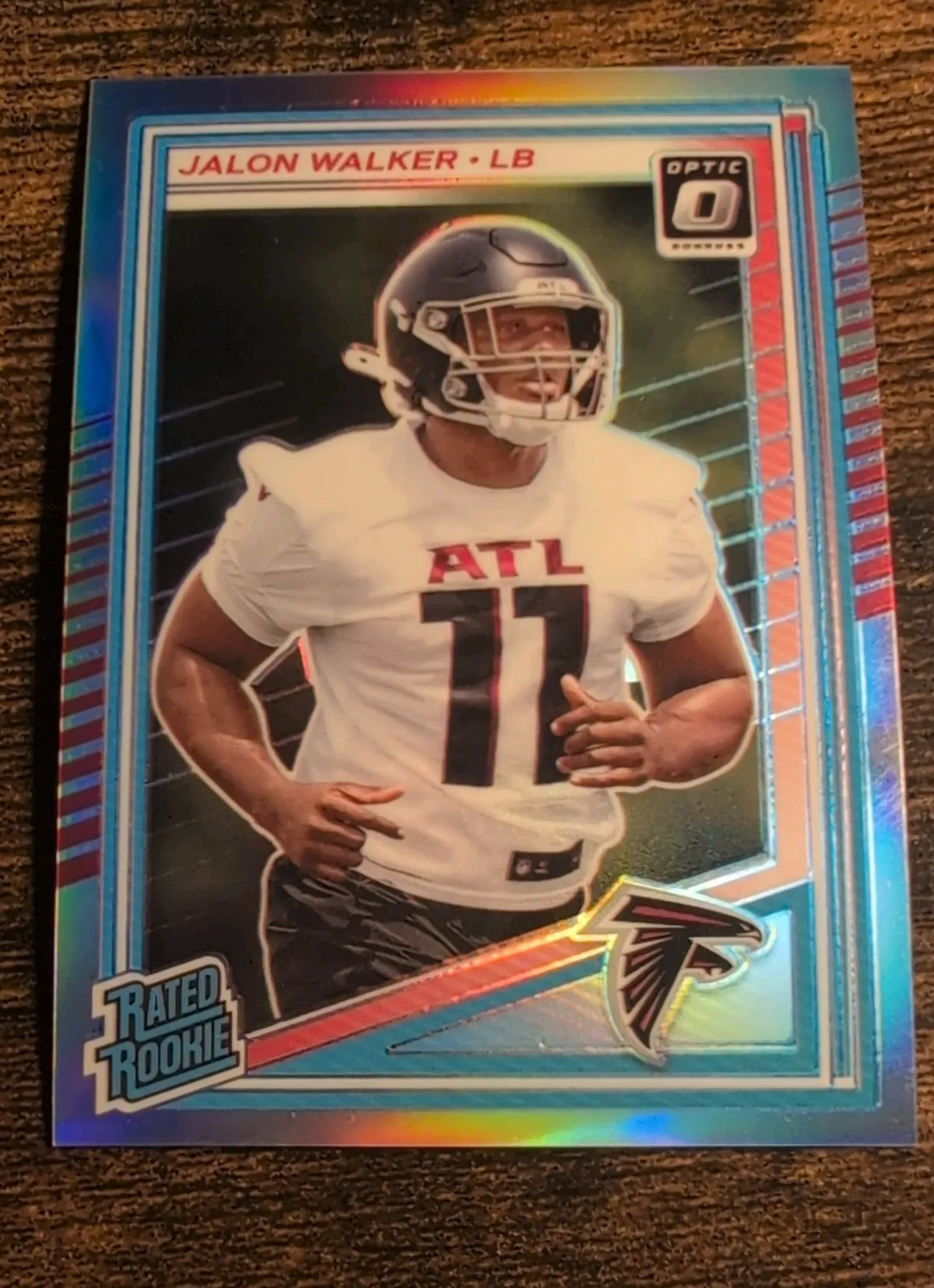 2025 Panini Donruss Optic Rated Rookie Blue Prizm Jalon Walker #290 Falcons Raw NM