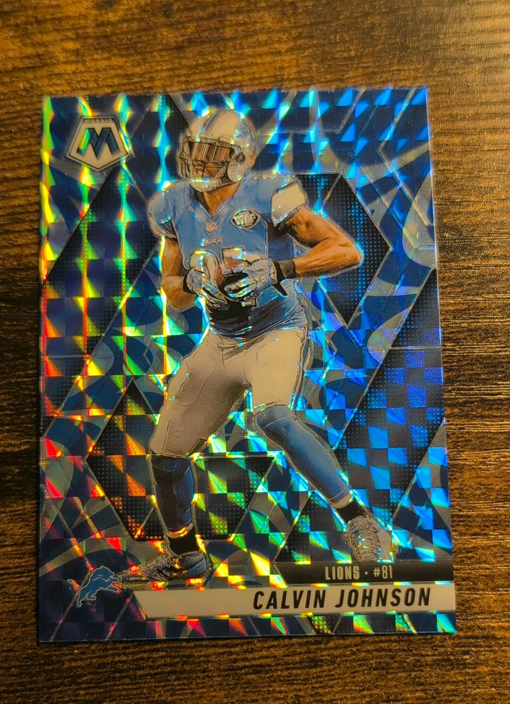 2025 Panini Mosaic Calvin Johnson #90 Blue Mosaic