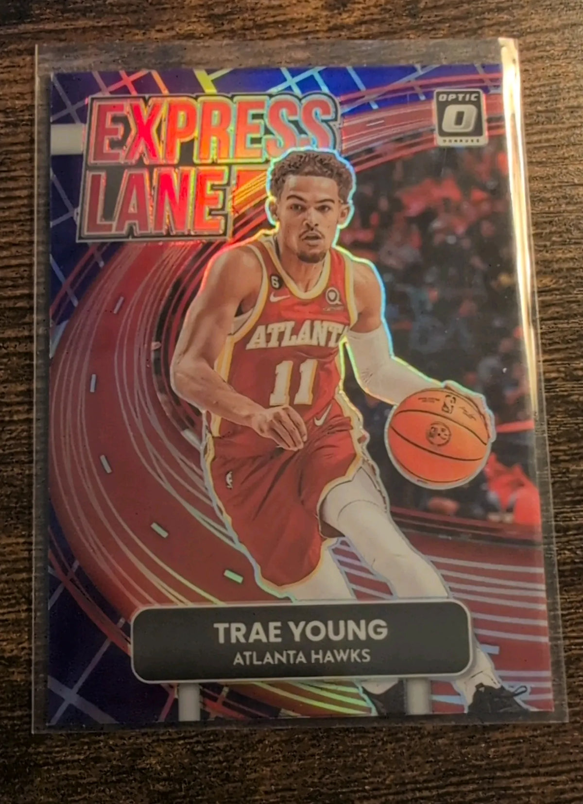 2022–23 Panini Donruss Optic Trae Young Express Lane #3 Purple Prizm